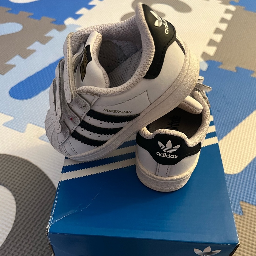 Adidas Superstar CF, size 5C black & white used